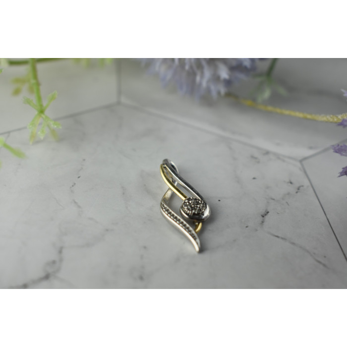 Sky Jewelry Серебряный кулон с Бриллиантами 925 проба со вставками  из золота 10К (417 проба)