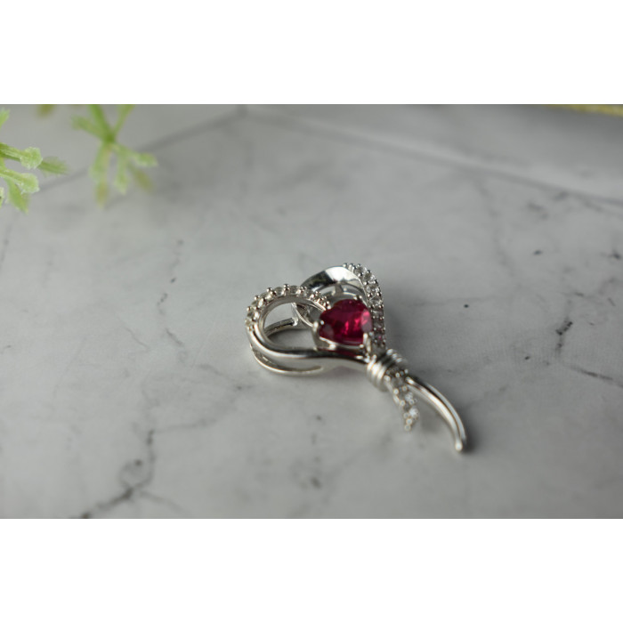 Sky Jewelry Серебряный кулон 925 пробы с розовым Сапфиром и бесцветным Кварцем