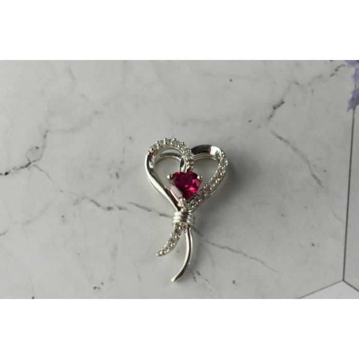 Sky Jewelry Серебряный кулон 925 пробы с розовым Сапфиром и бесцветным Кварцем