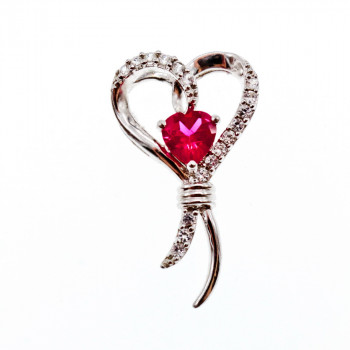 Sky Jewelry Серебряный кулон 925 пробы с розовым Сапфиром и бесцветным Кварцем