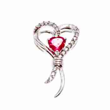 Sky Jewelry Серебряный кулон 925 пробы с розовым Сапфиром и бесцветным Кварцем