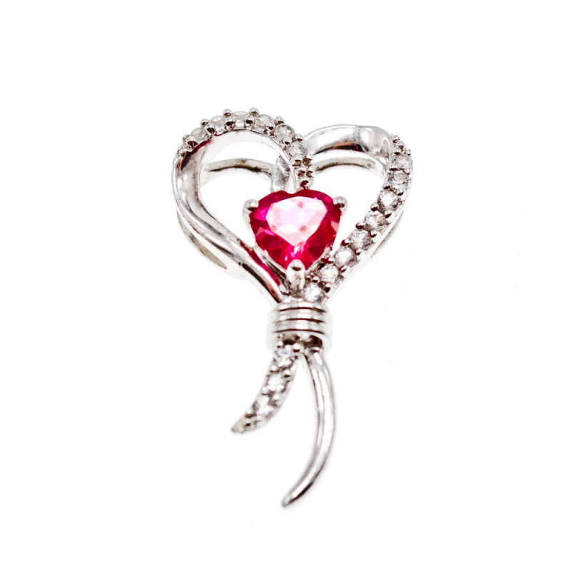 Sky Jewelry Серебряный кулон 925 пробы с розовым Сапфиром и бесцветным Кварцем