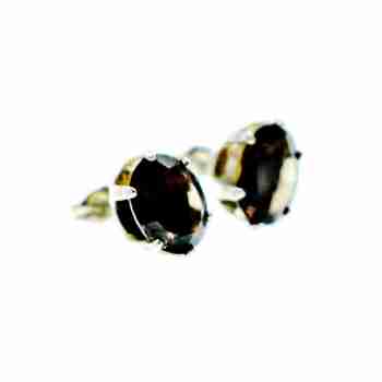 Sky Jewelry Серебряные серьги-гвоздики с камнем Гессонит 925 проба