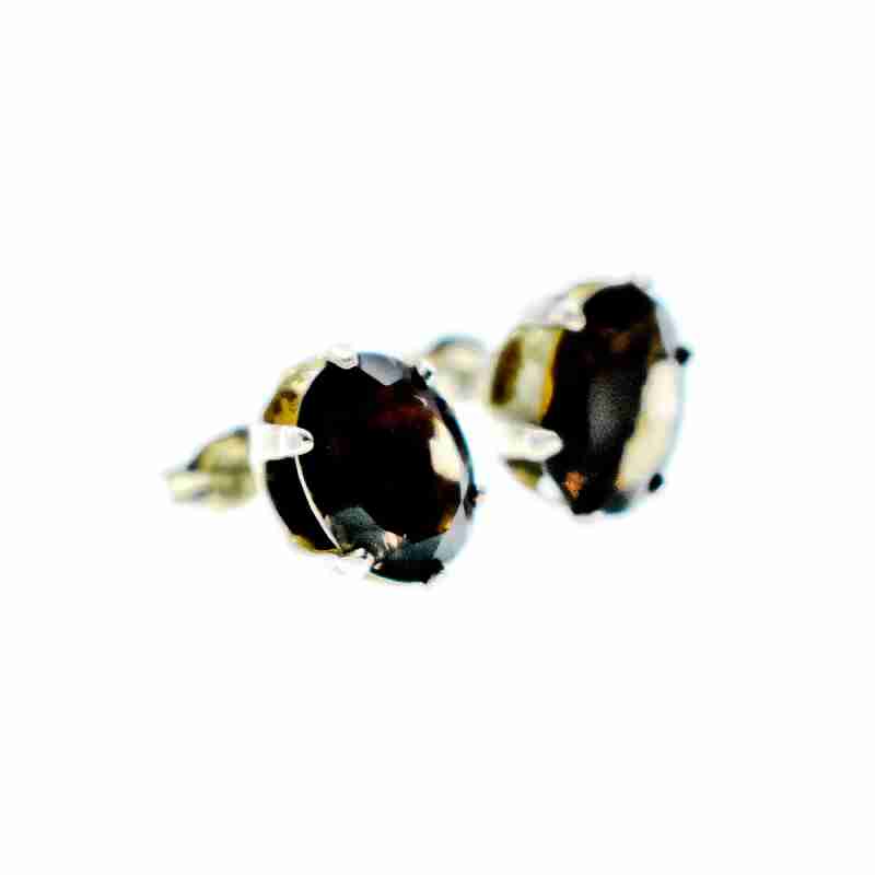 Sky Jewelry Серебряные серьги-гвоздики с камнем Гессонит 925 проба