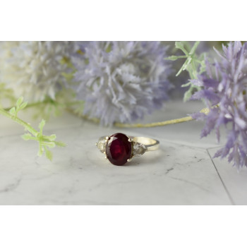 Sky Jewelry Серебряное кольцо с камнем Шпинель и фианитами