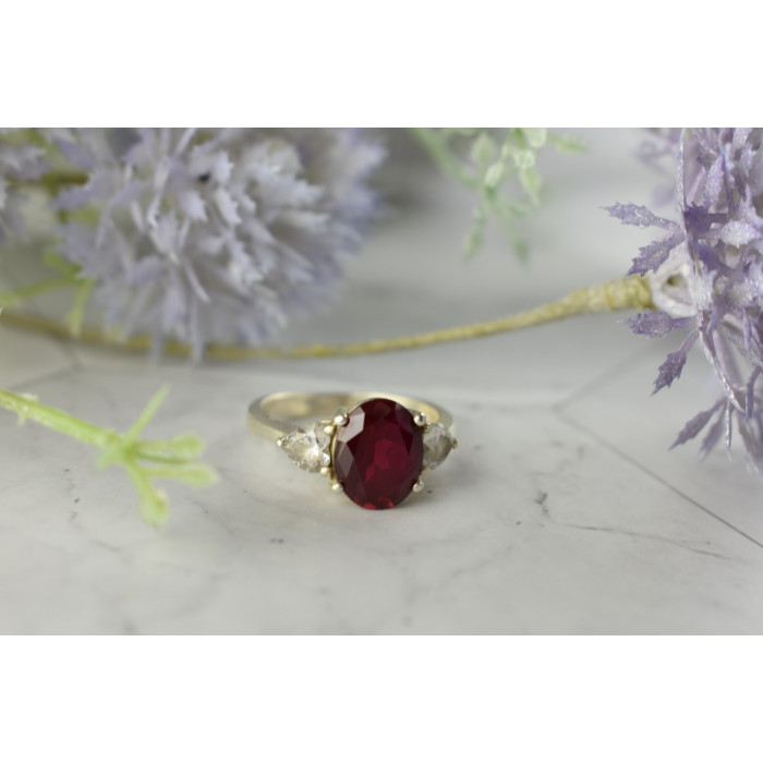 Sky Jewelry Серебряное кольцо с камнем Шпинель и фианитами