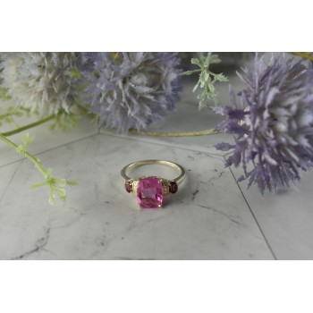 Sky Jewelry Серебряное кольцо с Морганитом и камнями Рубеллит