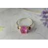 Sky Jewelry Серебряное кольцо с Морганитом и камнями Рубеллит