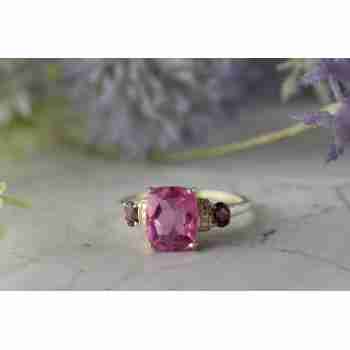 Sky Jewelry Серебряное кольцо с Морганитом и камнями Рубеллит