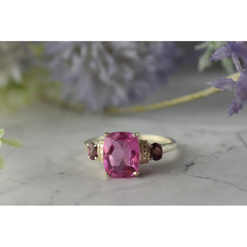 Sky Jewelry Серебряное кольцо с Морганитом и камнями Рубеллит