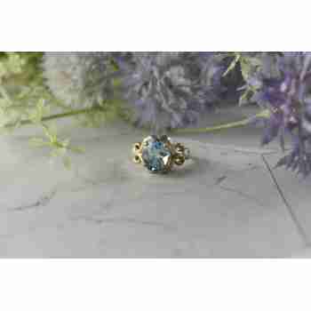 Sky Jewelry Винтажное Серебряное кольцо с голубым Топазом