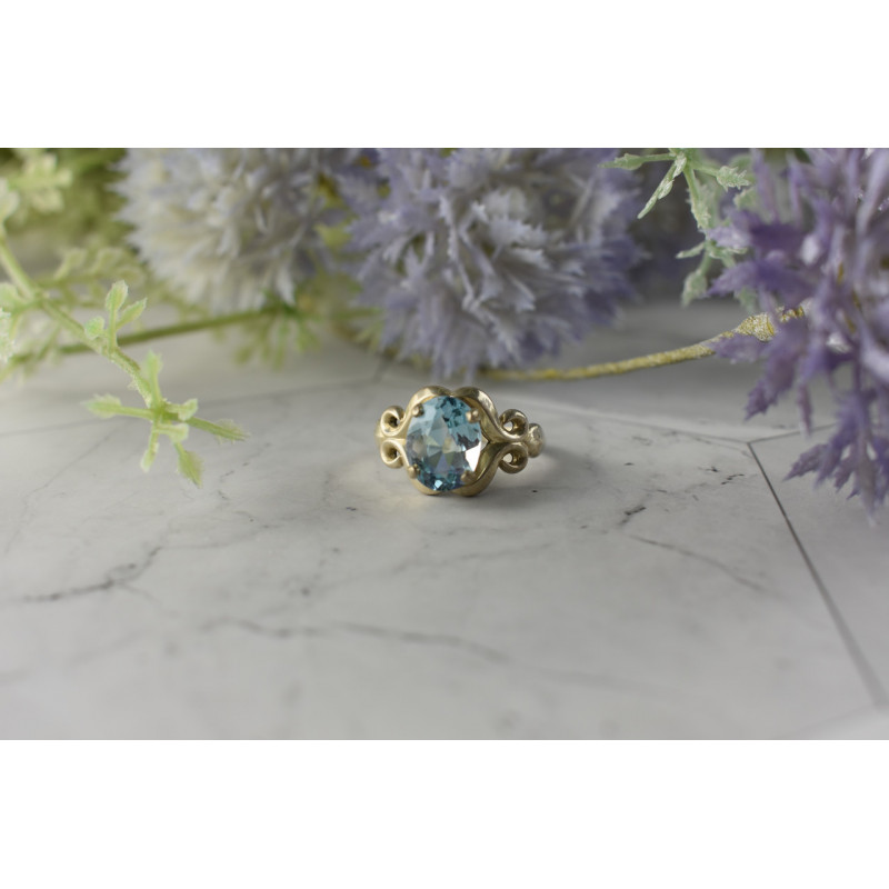 Sky Jewelry Винтажное Серебряное кольцо с голубым Топазом