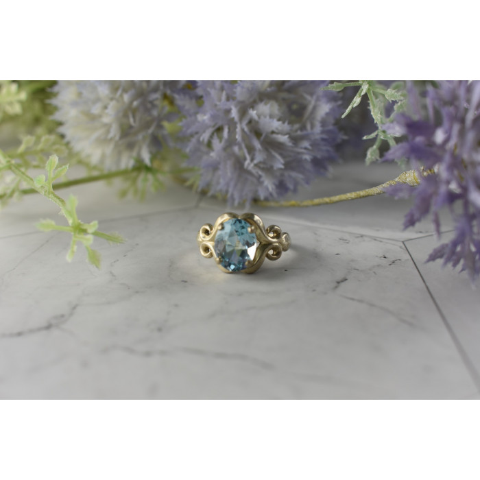 Sky Jewelry Винтажное Серебряное кольцо с голубым Топазом