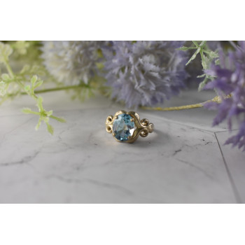 Sky Jewelry Винтажное Серебряное кольцо с голубым Топазом