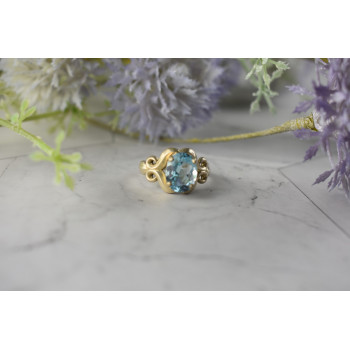 Sky Jewelry Винтажное Серебряное кольцо с голубым Топазом