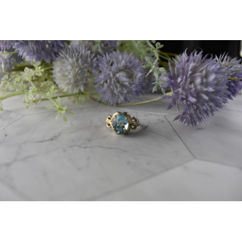 Sky Jewelry Винтажное Серебряное кольцо с голубым Топазом