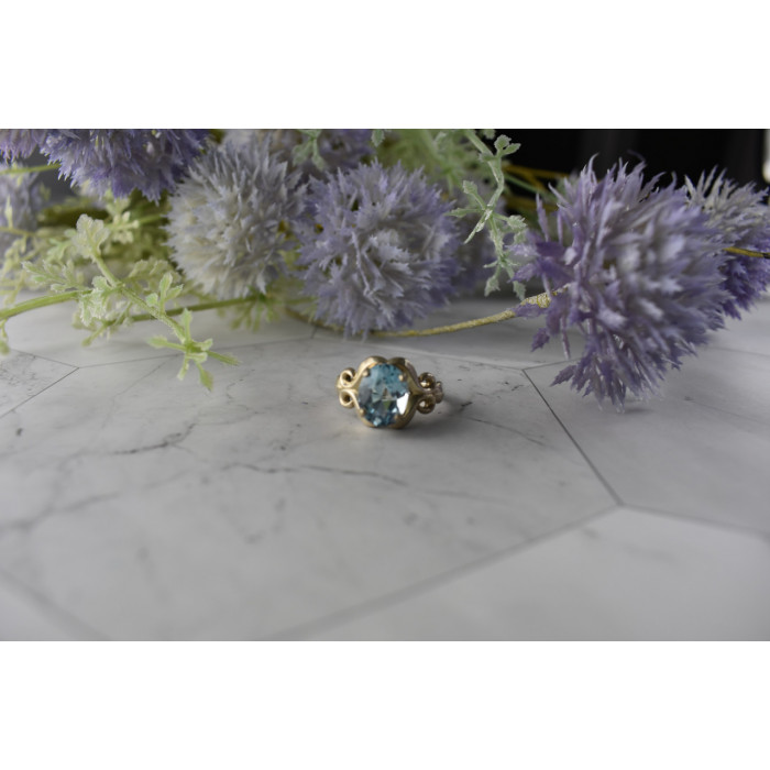 Sky Jewelry Винтажное Серебряное кольцо с голубым Топазом