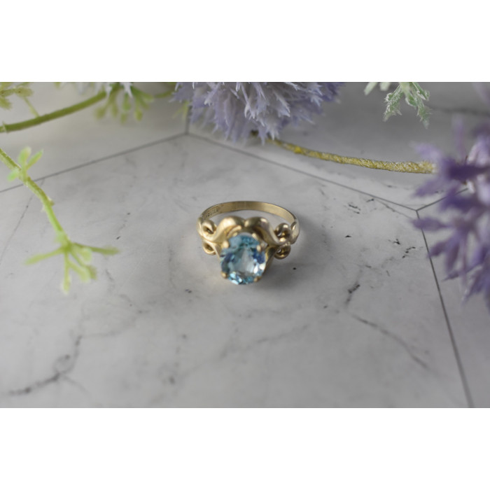 Sky Jewelry Винтажное Серебряное кольцо с голубым Топазом