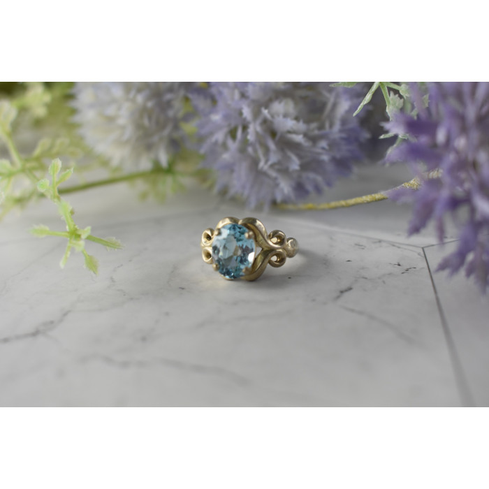 Sky Jewelry Винтажное Серебряное кольцо с голубым Топазом