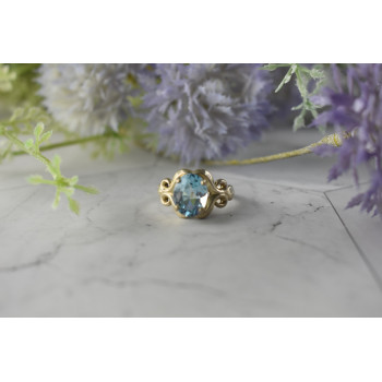 Sky Jewelry Винтажное Серебряное кольцо с голубым Топазом