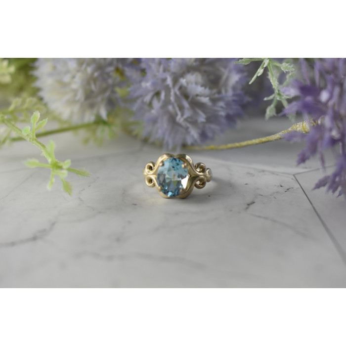 Sky Jewelry Винтажное Серебряное кольцо с голубым Топазом