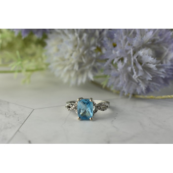 Sky Jewelry Серебряное кольцо с голубым Топазом и Кварцем