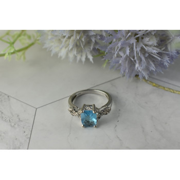 Sky Jewelry Серебряное кольцо с голубым Топазом и Кварцем