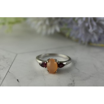 Sky Jewelry Серебряное кольцо 925 пробы с камнем Карнеол (Карнелиан) и Альмандином