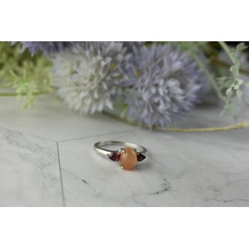 Sky Jewelry Серебряное кольцо 925 пробы с камнем Карнеол (Карнелиан) и Альмандином