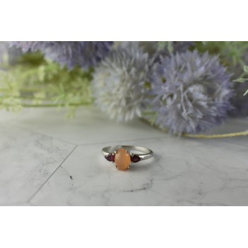 Sky Jewelry Серебряное кольцо 925 пробы с камнем Карнеол (Карнелиан) и Альмандином