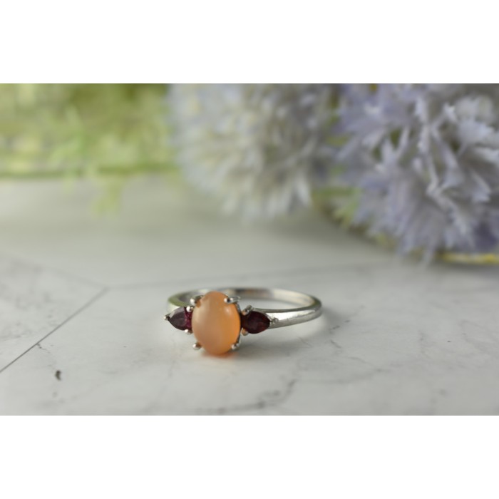 Sky Jewelry Серебряное кольцо 925 пробы с камнем Карнеол (Карнелиан) и Альмандином