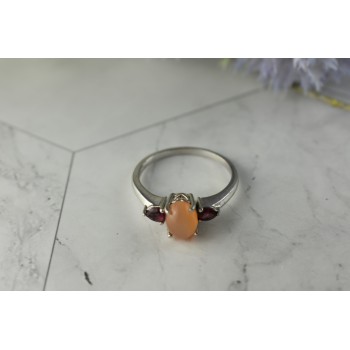 Sky Jewelry Серебряное кольцо 925 пробы с камнем Карнеол (Карнелиан) и Альмандином