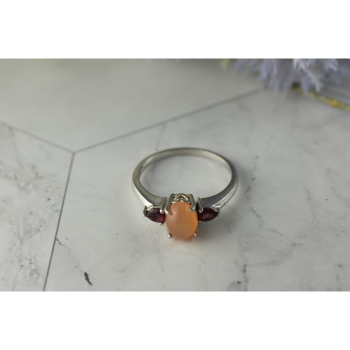 Sky Jewelry Серебряное кольцо 925 пробы с камнем Карнеол (Карнелиан) и Альмандином