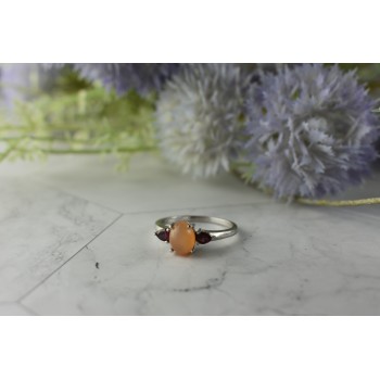 Sky Jewelry Серебряное кольцо 925 пробы с камнем Карнеол (Карнелиан) и Альмандином