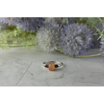 Sky Jewelry Серебряное кольцо 925 пробы с камнем Карнеол (Карнелиан) и Альмандином