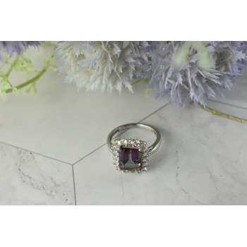 Sky Jewelry Серебряное кольцо с камнем Александрит и бесцветный Кварц