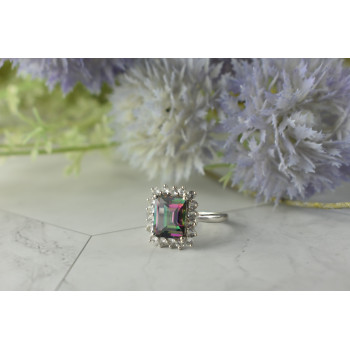 Sky Jewelry Серебряное кольцо с камнем Александрит и бесцветный Кварц