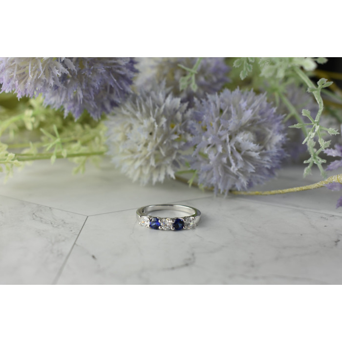 Sky Jewelry Серебряное кольцо с синими Топазами и Фианитами