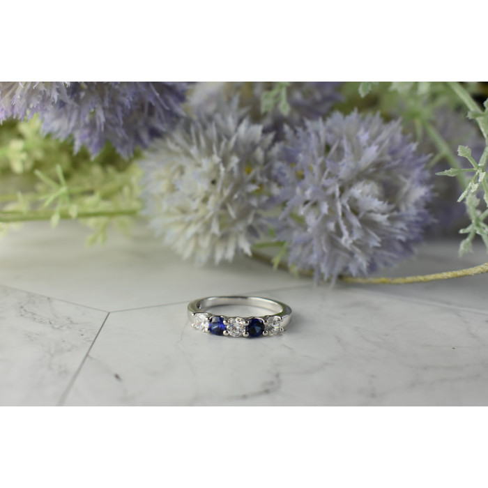 Sky Jewelry Серебряное кольцо с синими Топазами и Фианитами