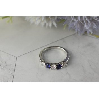 Sky Jewelry Серебряное кольцо с синими Топазами и Фианитами