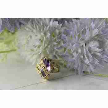 Sky Jewelry Винтажное Серебряное кольцо с Фиолетовым Турмалином и камнями Морион 925 проба