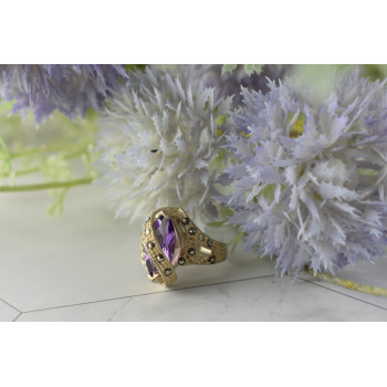 Sky Jewelry Винтажное Серебряное кольцо с Фиолетовым Турмалином и камнями Морион 925 проба