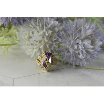 Sky Jewelry Винтажное Серебряное кольцо с Фиолетовым Турмалином и камнями Морион 925 проба