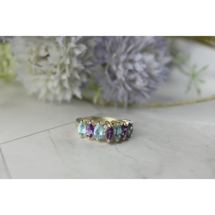 Sky Jewelry Серебряное кольцо 925 пробы с фиолетовым Турмалином, Топазом и Танзанитом