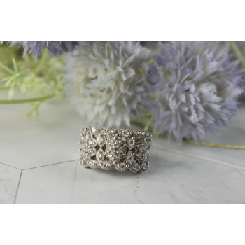 Sky Jewelry Серебряное кольцо с камнями Бесцветный Турмалин  *АХРОИТ