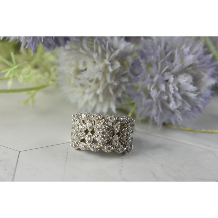 Sky Jewelry Серебряное кольцо с камнями Бесцветный Турмалин  *АХРОИТ