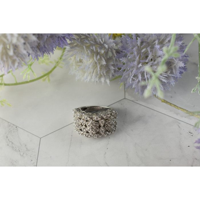 Sky Jewelry Серебряное кольцо с камнями Бесцветный Турмалин  *АХРОИТ