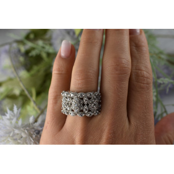 Sky Jewelry Серебряное кольцо с камнями Бесцветный Турмалин  *АХРОИТ