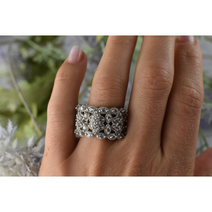 Sky Jewelry Серебряное кольцо с камнями Бесцветный Турмалин  *АХРОИТ