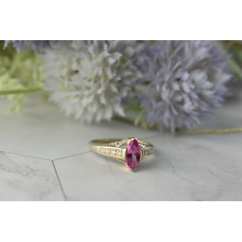 Sky Jewelry Серебряное кольцо с камнем Розовая Шпинель и Фианитами